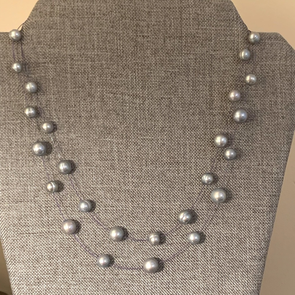 Cultured gray pearl station necklace. 18 inches by Honora.